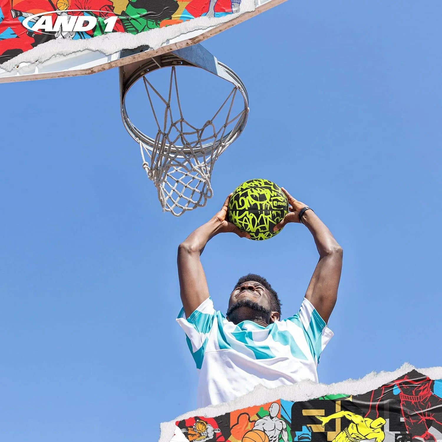 Fantom Graffiti Official Size 7 Rubber Basketball - Perfect for Street and Court Play