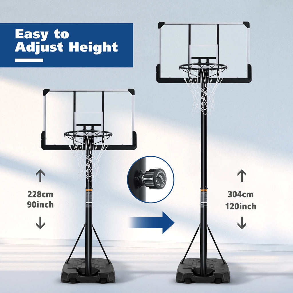 Adjustable 44" Portable Basketball Hoop - Perfect for Indoor & Outdoor Family Fun! Large Backboard & Stable Base for All Ages