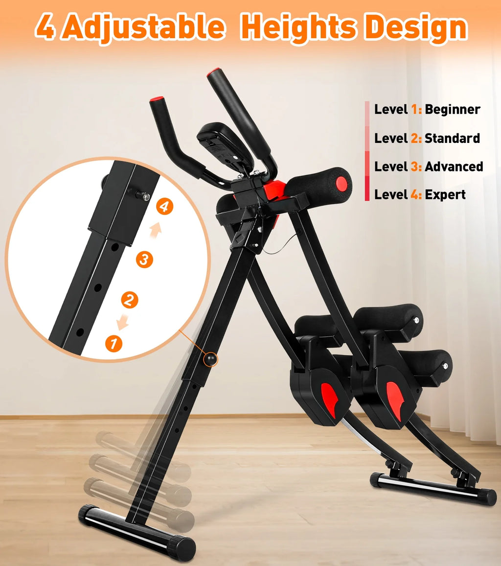 Premium Adjustable Ab Machine for Home Gym - 4 Resistance Levels, Height Adjustable, Foldable Design, 440Lbs Capacity