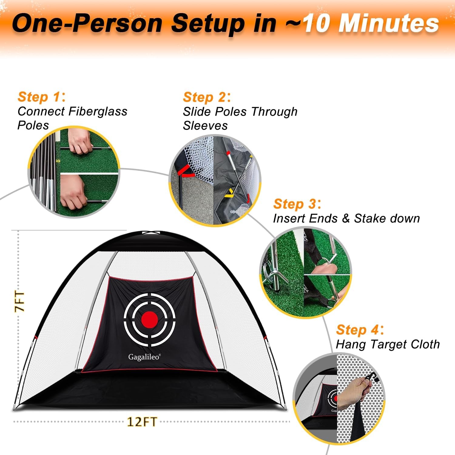 Backyard Golf Net – Perfect Practice for Real Golf Ball Hitting with Turf Mat Target - Ideal Gift for Golfers, Dads, and Husbands!