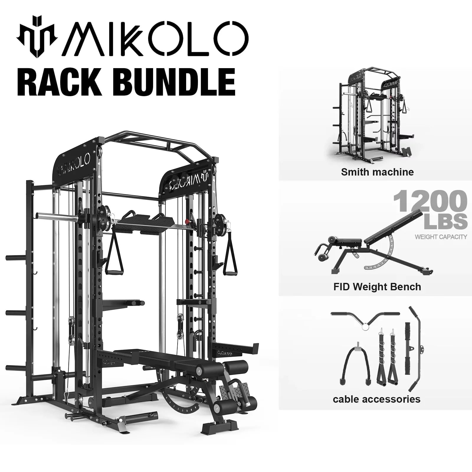 All-In-One Smith Machine Power Rack with Vertical Leg Press & Dual Pulley System – 2000LBS Capacity for Ultimate Home Gym Experience