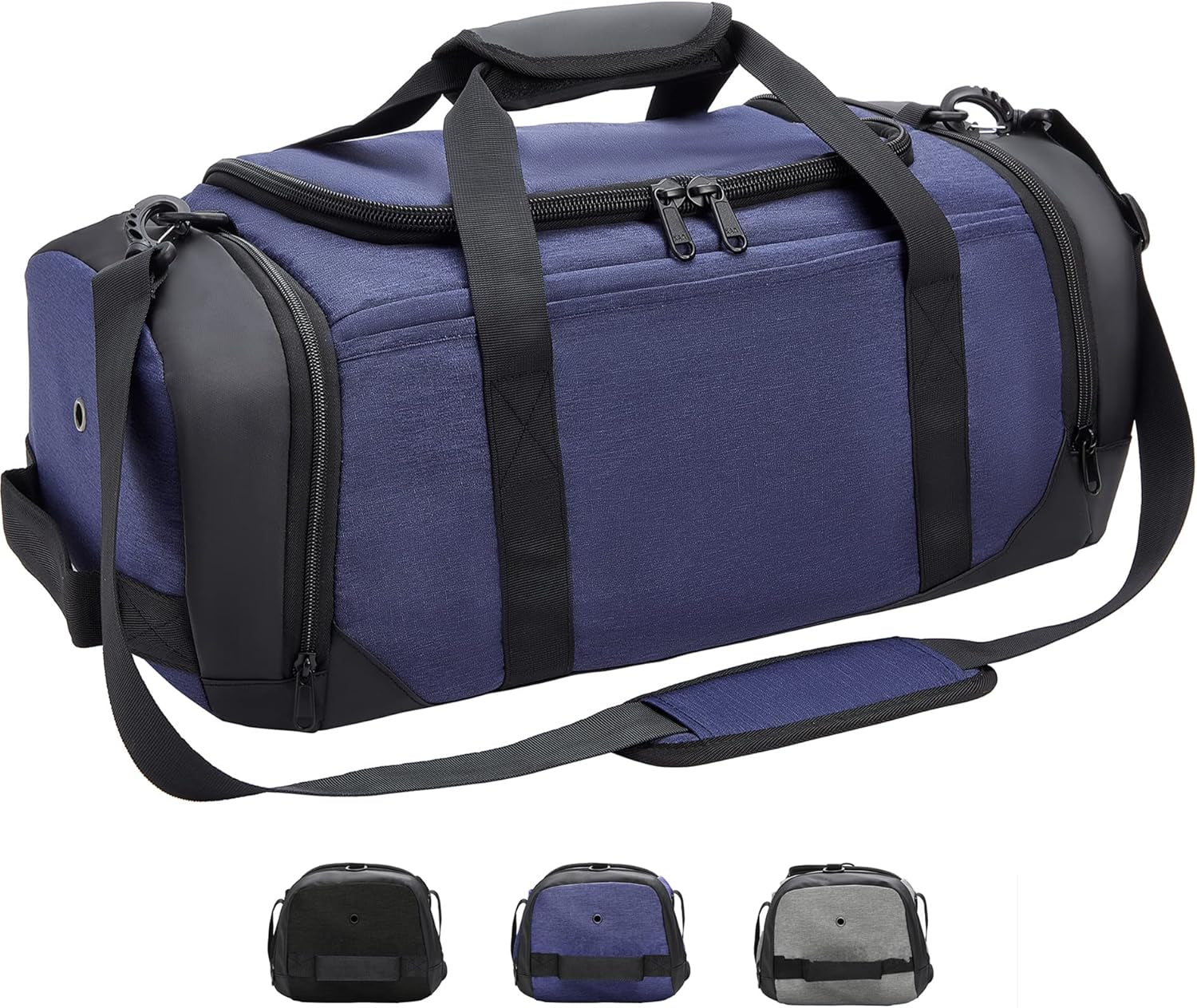 Stylish Water-Resistant Sports Gym Bag with Wet Pocket & Shoe Compartment - Perfect Travel Duffel for Active Men and Women (Medium, Blue)
