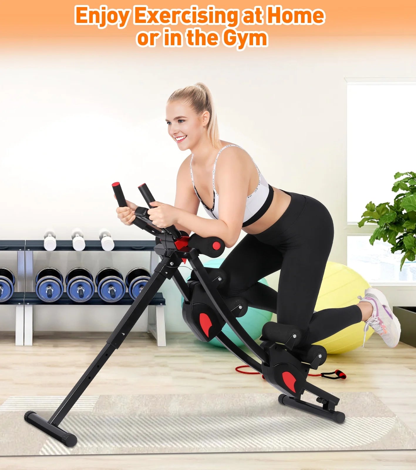 Premium Adjustable Ab Machine for Home Gym - 4 Resistance Levels, Height Adjustable, Foldable Design, 440Lbs Capacity