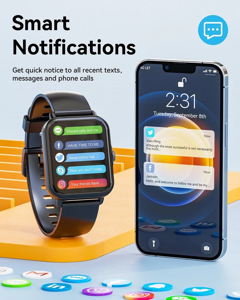Stylish IP67 Waterproof Smart Watch for Men and Women with Black Steel Belt - Make and Answer Calls Effortlessly