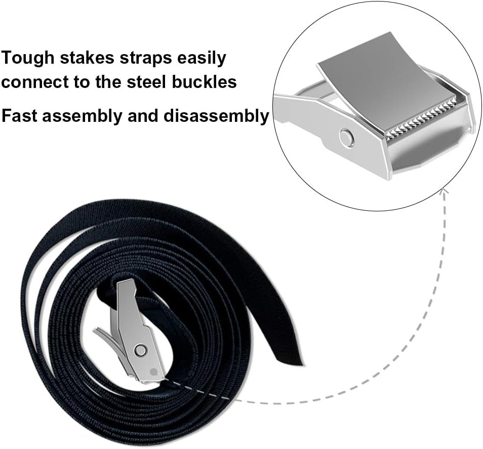 Heavy Duty USA Trampoline Anchor Kit - 4 Steel Corkscrew Stakes with T Hook & Bonus Strong Belt - Secure Your Trampoline!