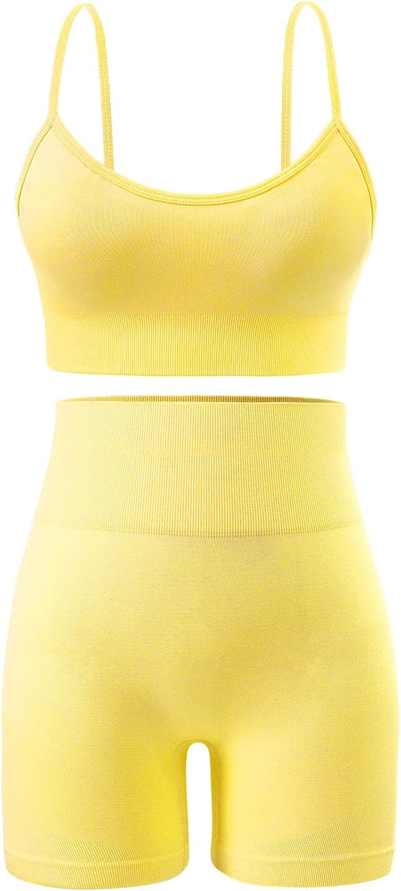 Upgrade Your Fitness Game: Chic 2-Piece High Waisted Gym Set with Adjustable Padded Sports Bra and Stylish Shorts for Women