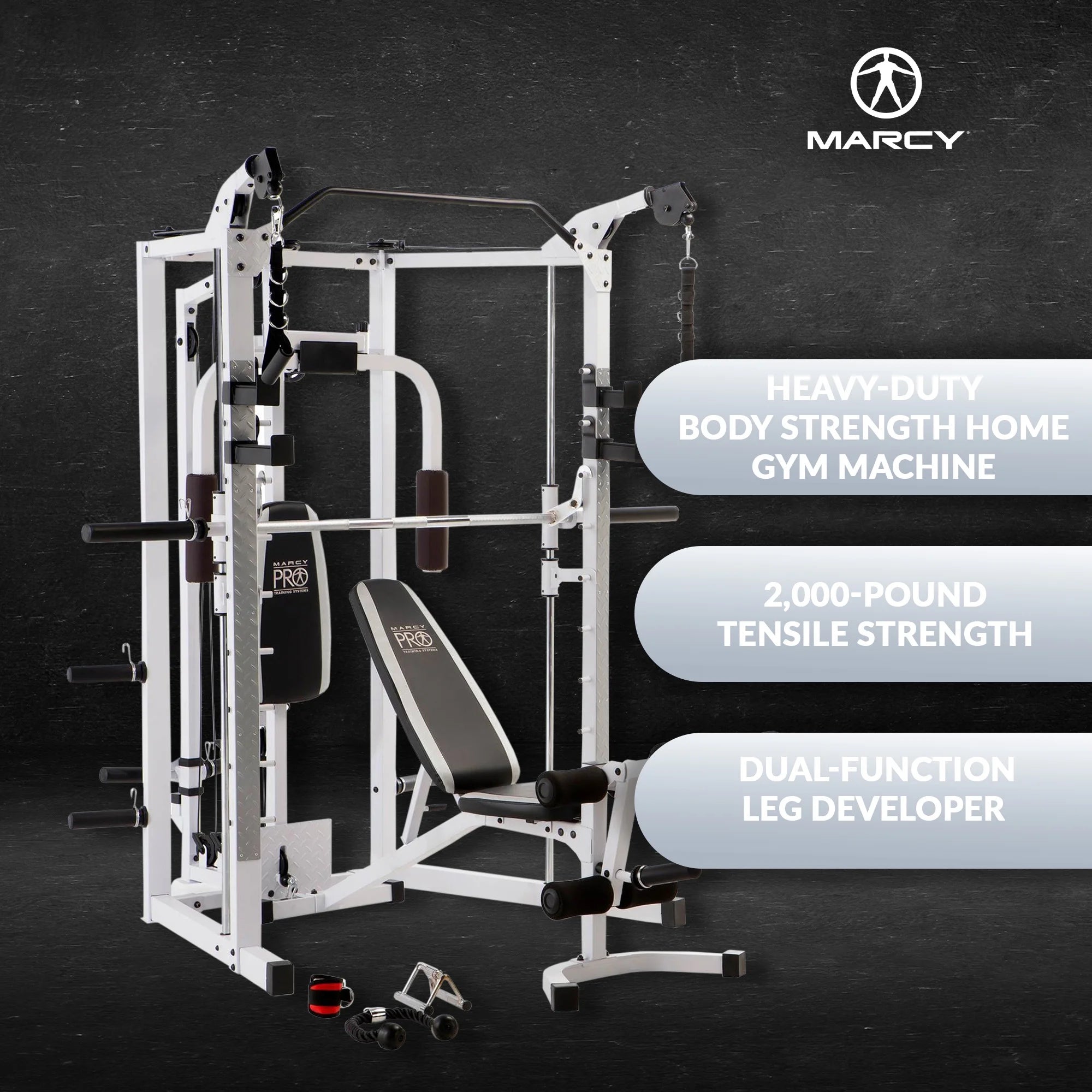 All-in-One Home Gym Workout Equipment - Full Body Fitness Solution in White