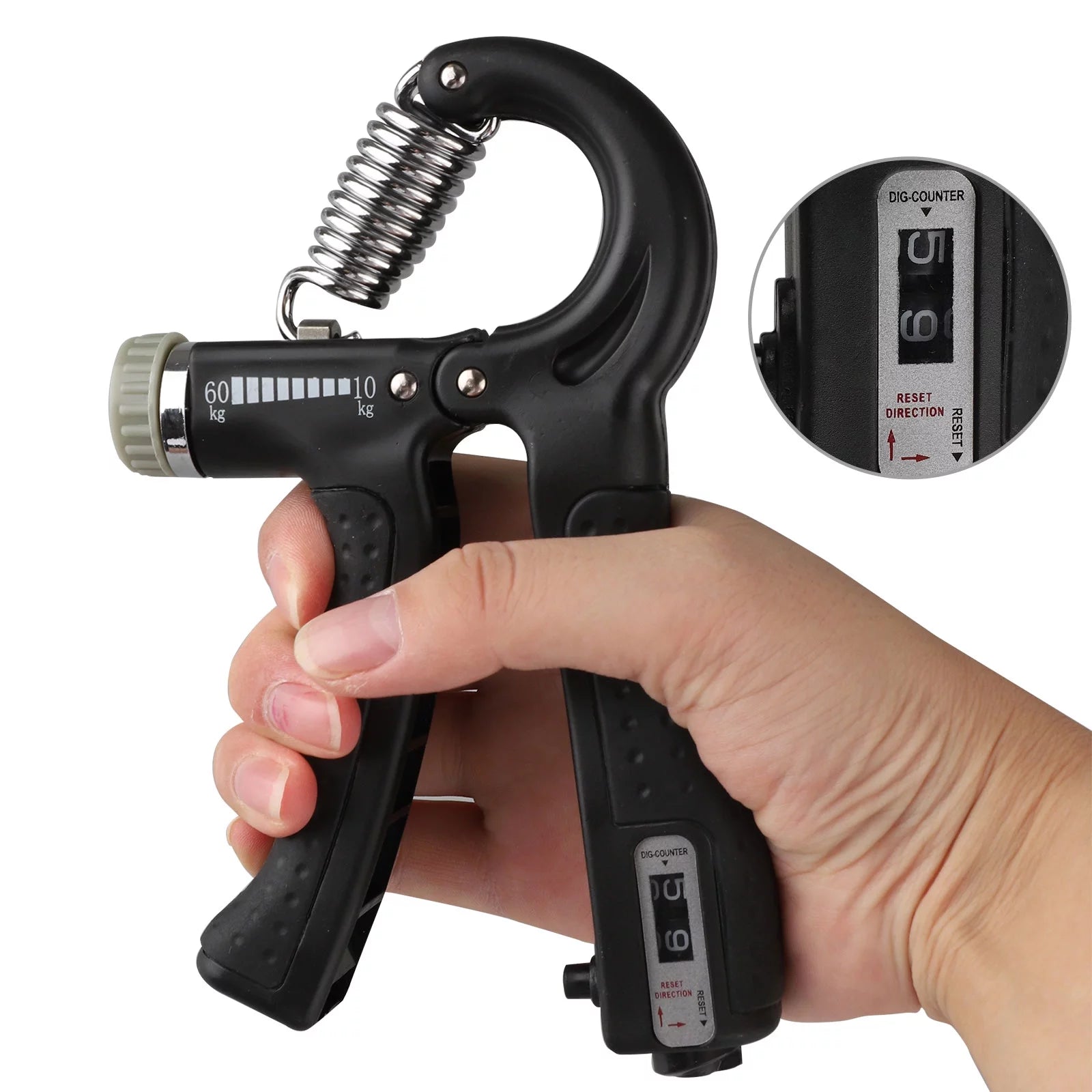 Adjustable Hand Grip Strengthener - Build Powerful Forearms & Fingers with 22-132Lbs Resistance Squeezer, Black