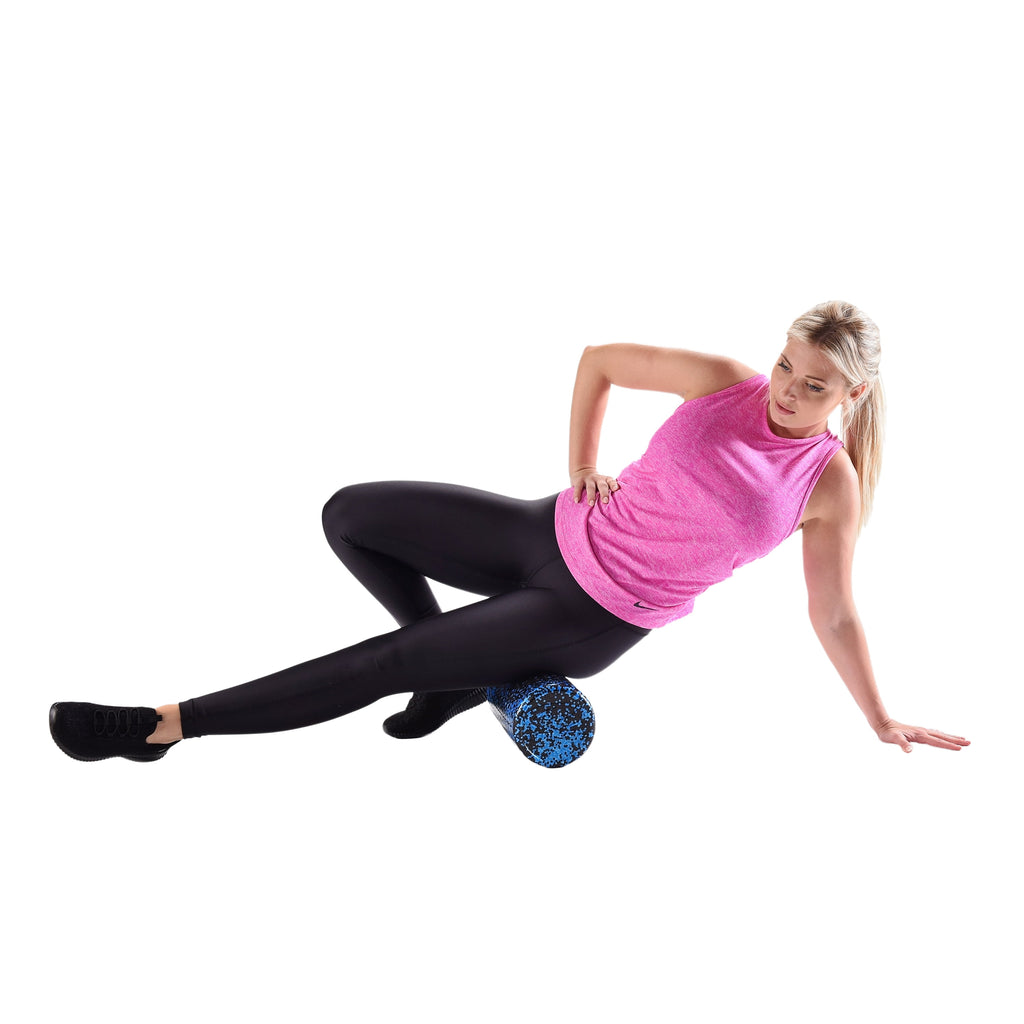 Premium High Density Foam Roller - 13" Length - Dual Color Blue/Black for Ultimate Muscle Relief and Recovery