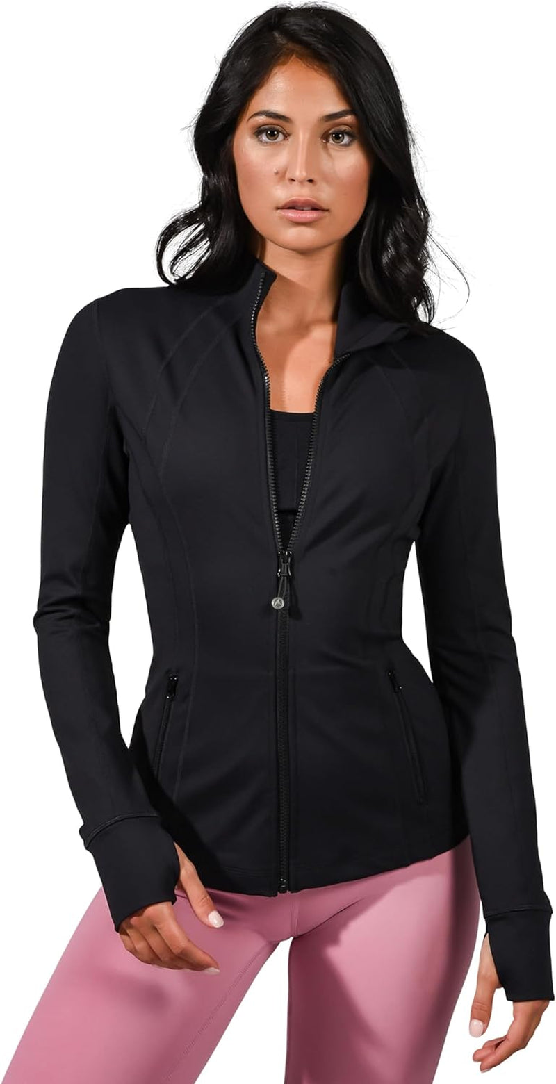 Lightweight Athletic Slim Fit Full Zip Running Jacket with Thumbholes - Perfect for Active Lifestyles!