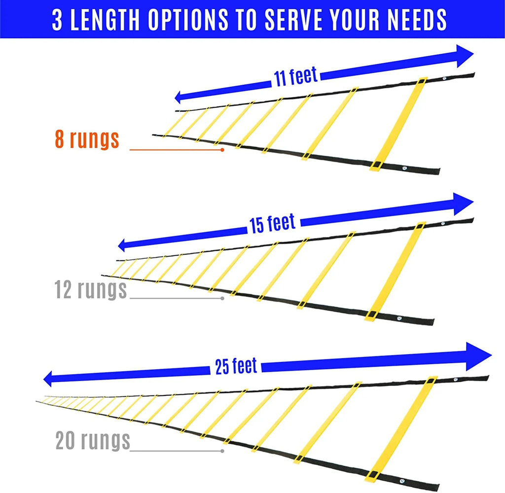 Enhance Your Performance with the 8-Rung Speed and Agility Training Ladder - Portable with Carry Bag (Yellow)