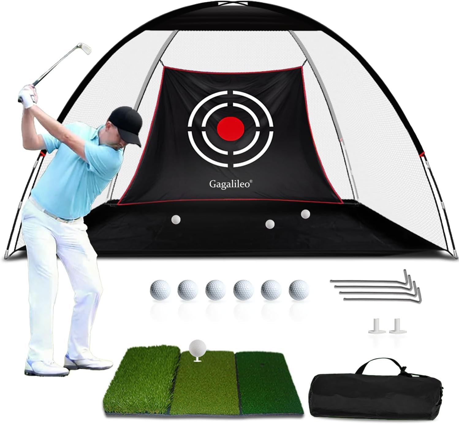 Backyard Golf Net – Perfect Practice for Real Golf Ball Hitting with Turf Mat Target - Ideal Gift for Golfers, Dads, and Husbands!