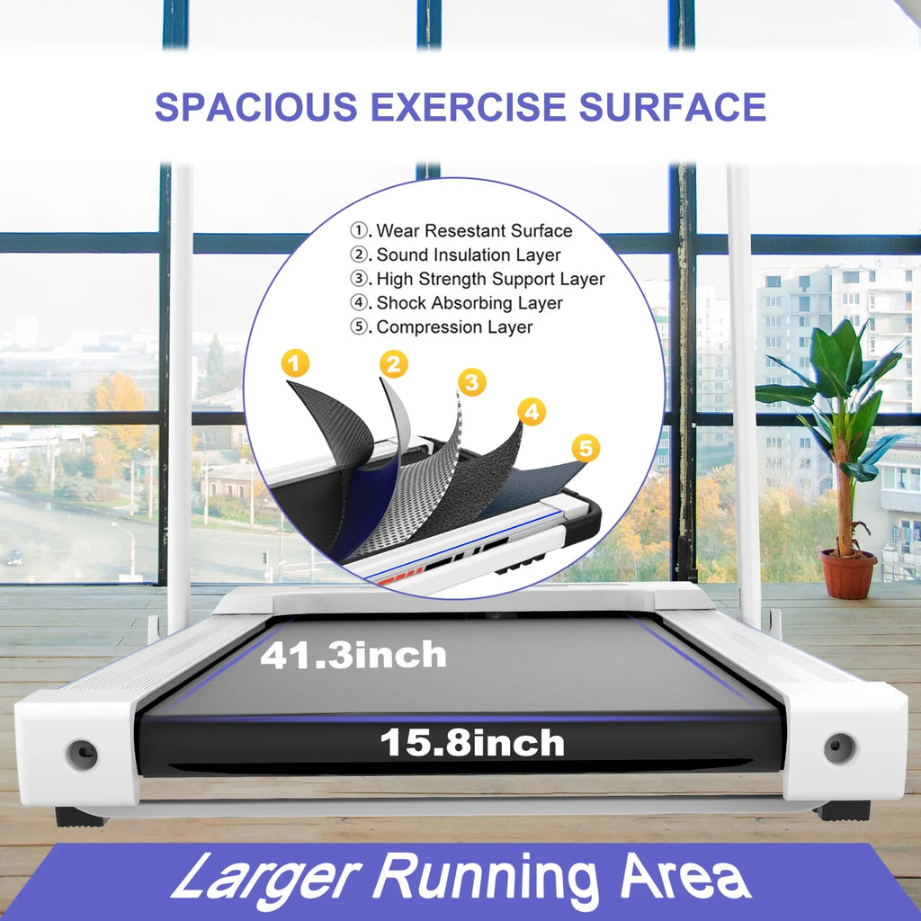 Compact 2.5HP Under Desk Folding Treadmill for Home Office – 2-in-1 Electric Walking & Running Machine with Remote Control & LED Display (White)