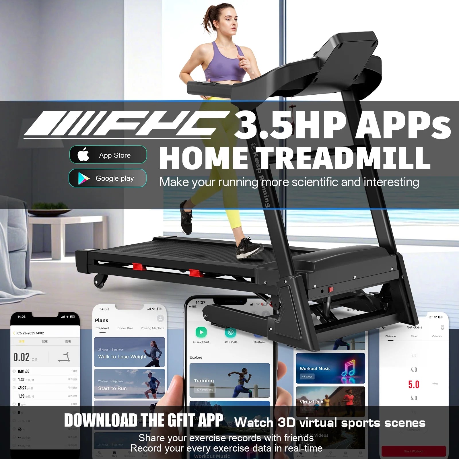 Heavy-Duty 400lb Capacity 3.5HP Foldable Treadmill with 15% Auto Incline, Bluetooth & App - 18" Wide Belt for Home Fitness