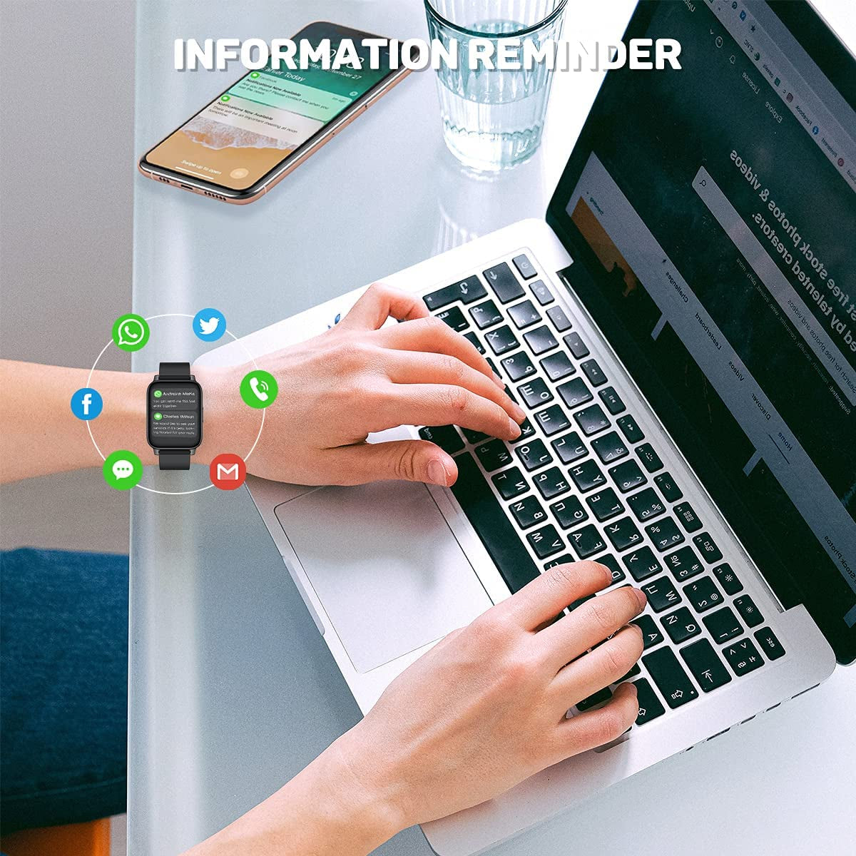Ultimate Smart Watch for Android & iOS - 1.69" Touchscreen Fitness Tracker with Heart Rate & Blood Pressure Monitor, IP68 Waterproof & Bluetooth Compatibility