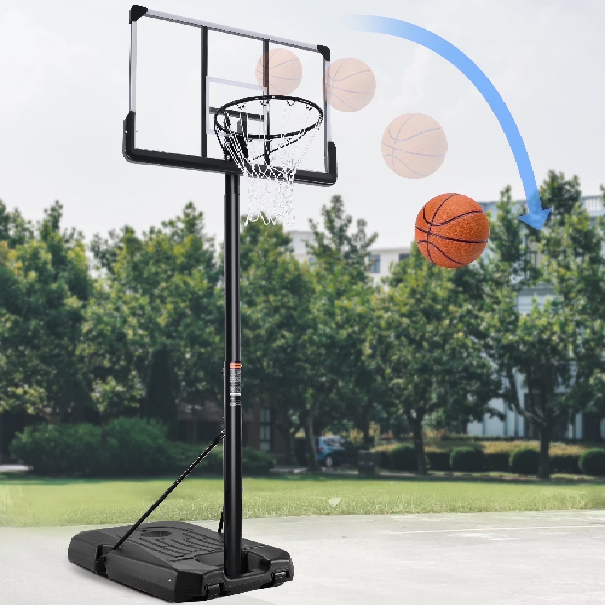 Adjustable 44" Portable Basketball Hoop - Perfect for Indoor & Outdoor Family Fun! Large Backboard & Stable Base for All Ages