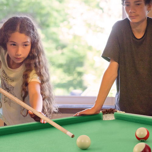 47" Folding Pool Table for Kids - Complete Set with Cues, Brush, and Chalk in Vibrant Green