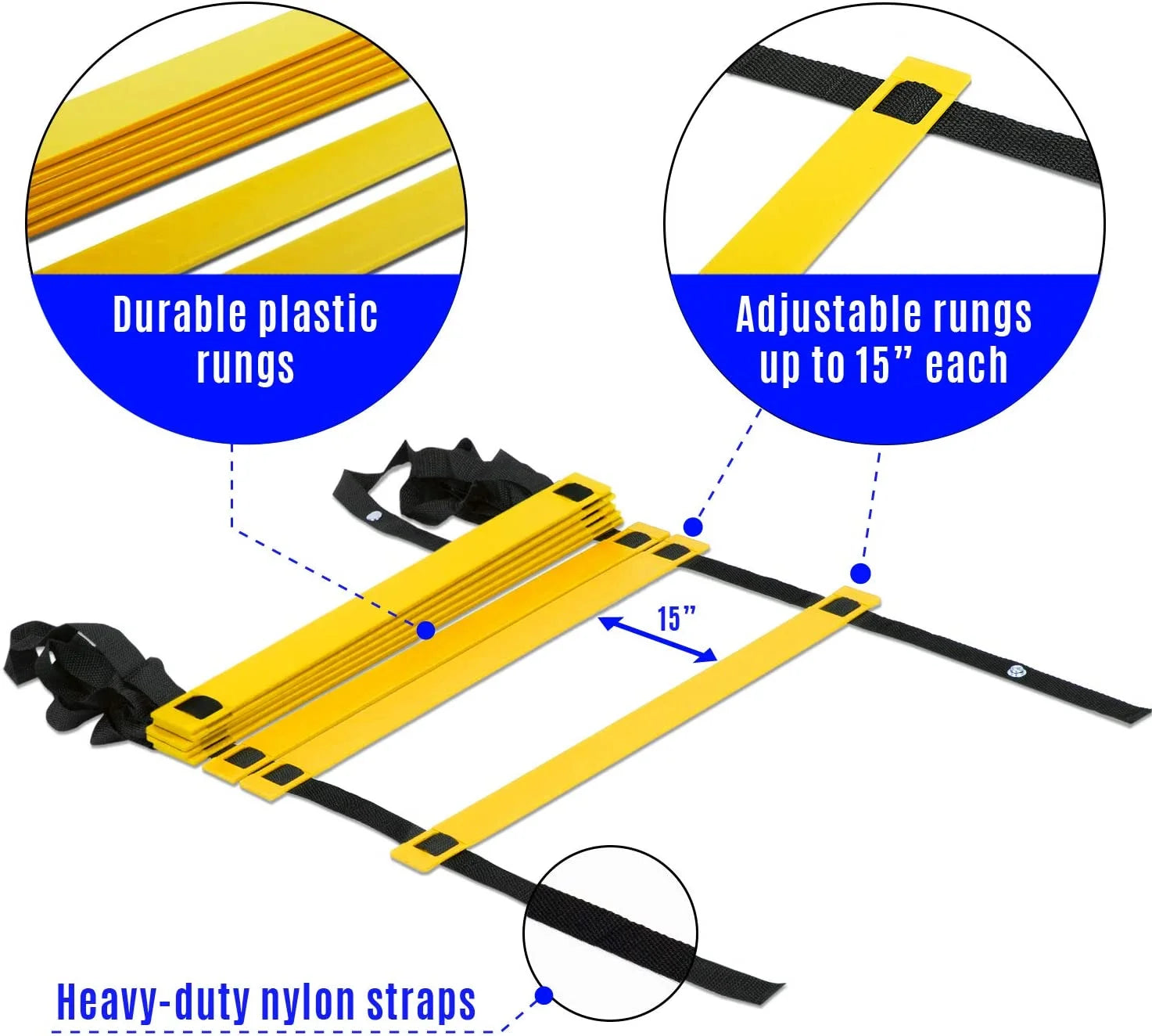 Enhance Your Performance with the 8-Rung Speed and Agility Training Ladder - Portable with Carry Bag (Yellow)