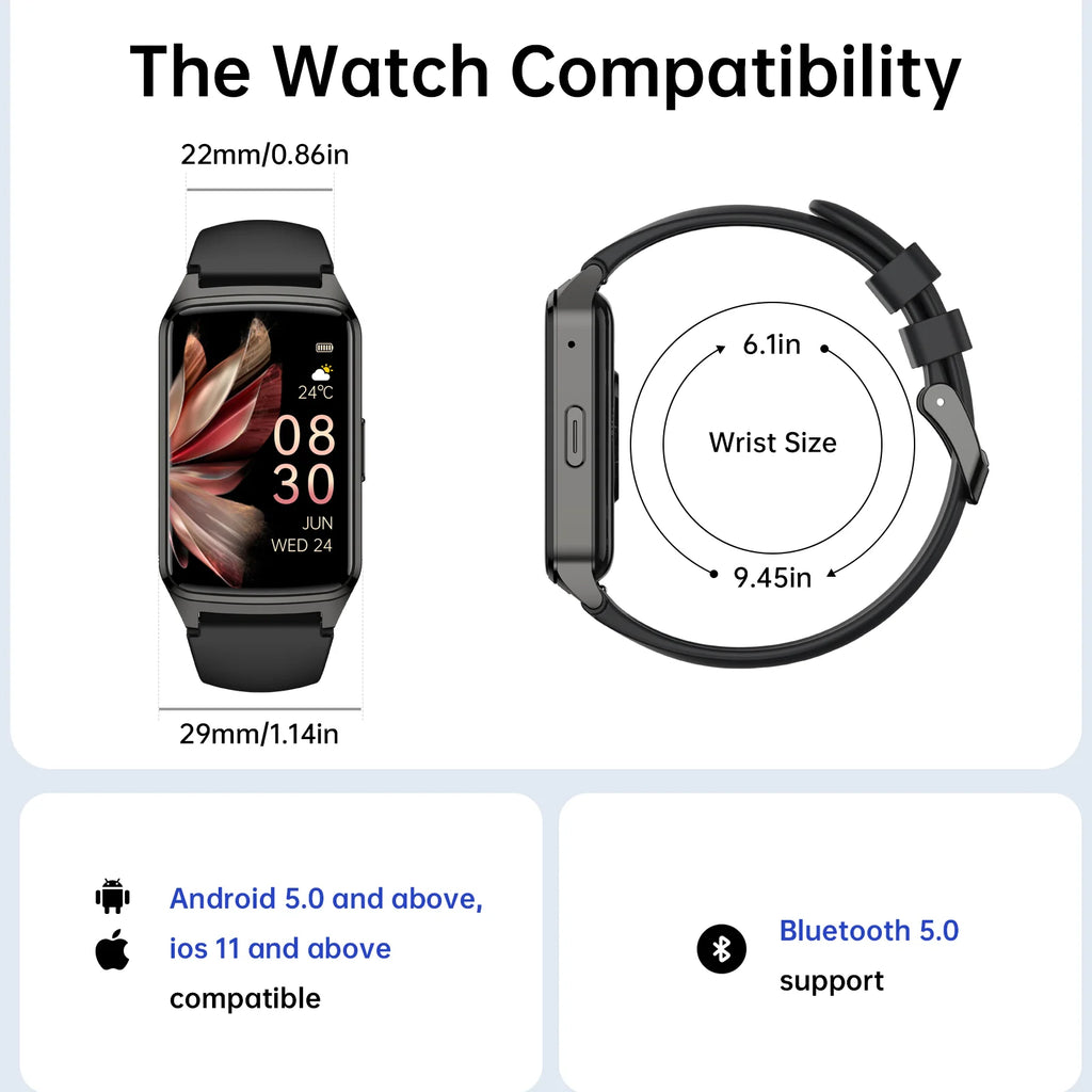 Premium Fitness Tracker Smart Watch for Men & Women – Answer Calls, 100+ Sports Modes, Step & Calorie Counter, IP68 Waterproof, Compatible with Android & iPhone, Sleek Black Design