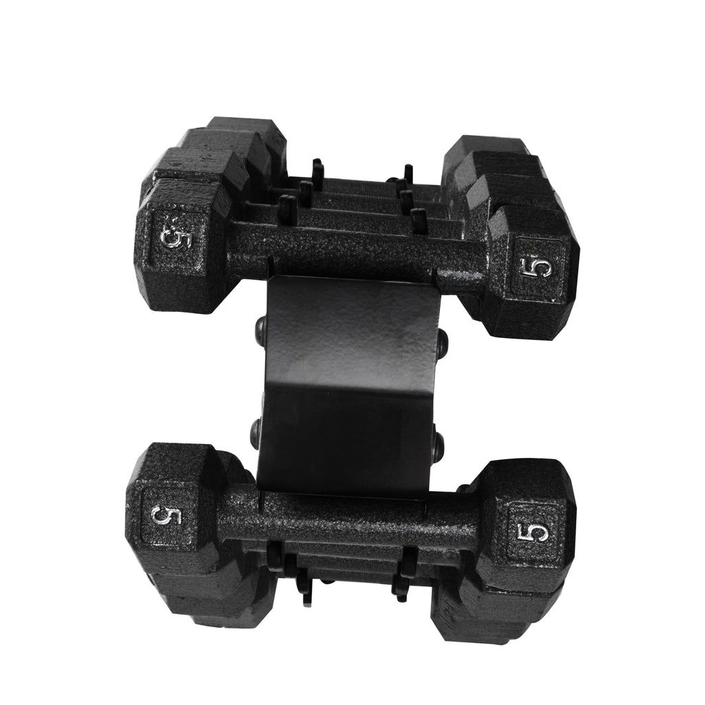 Ultimate 100 lb Cast Iron Hex Dumbbell Weight Set with Convenient Rack - Black Finish