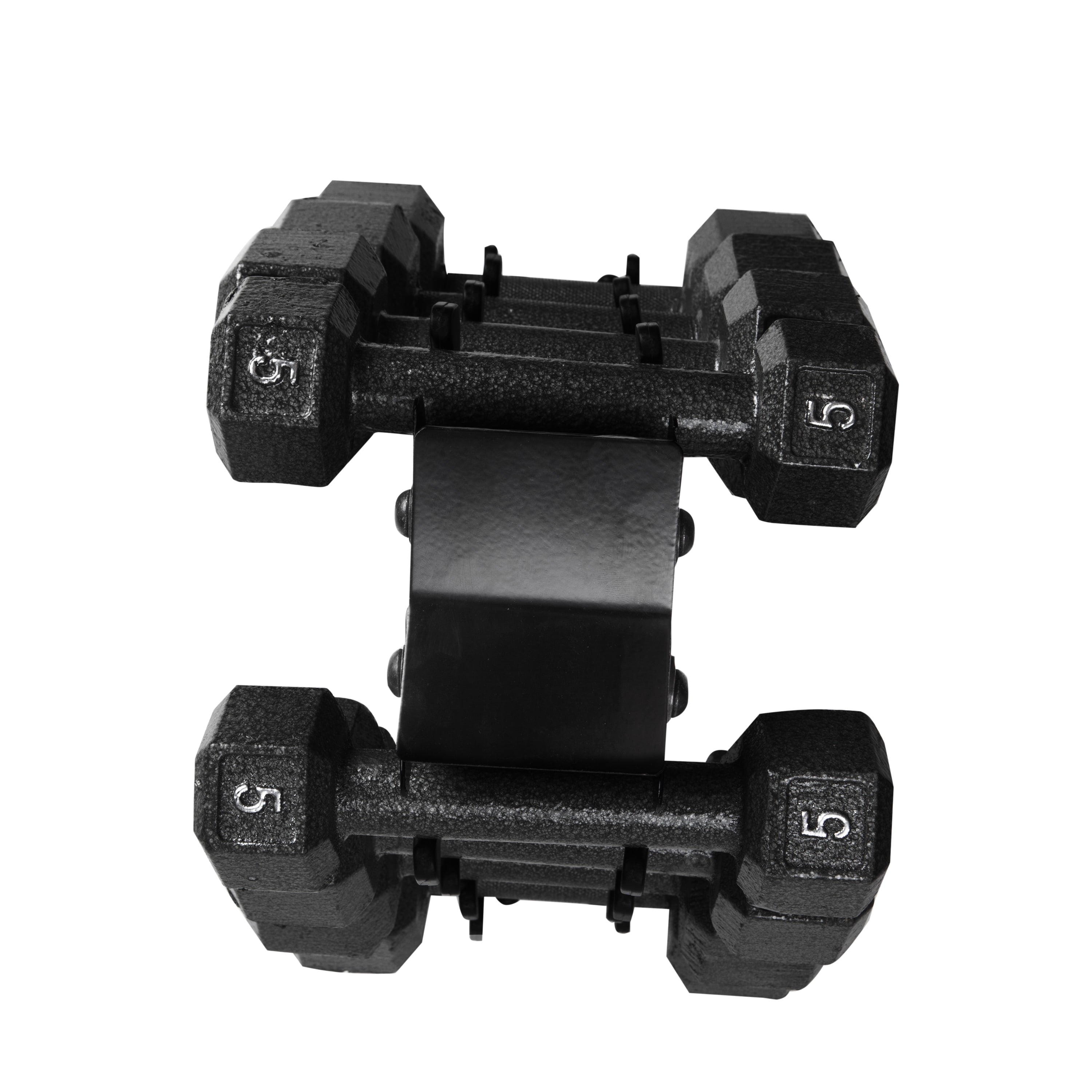 Ultimate 100 lb Cast Iron Hex Dumbbell Weight Set with Convenient Rack - Black Finish
