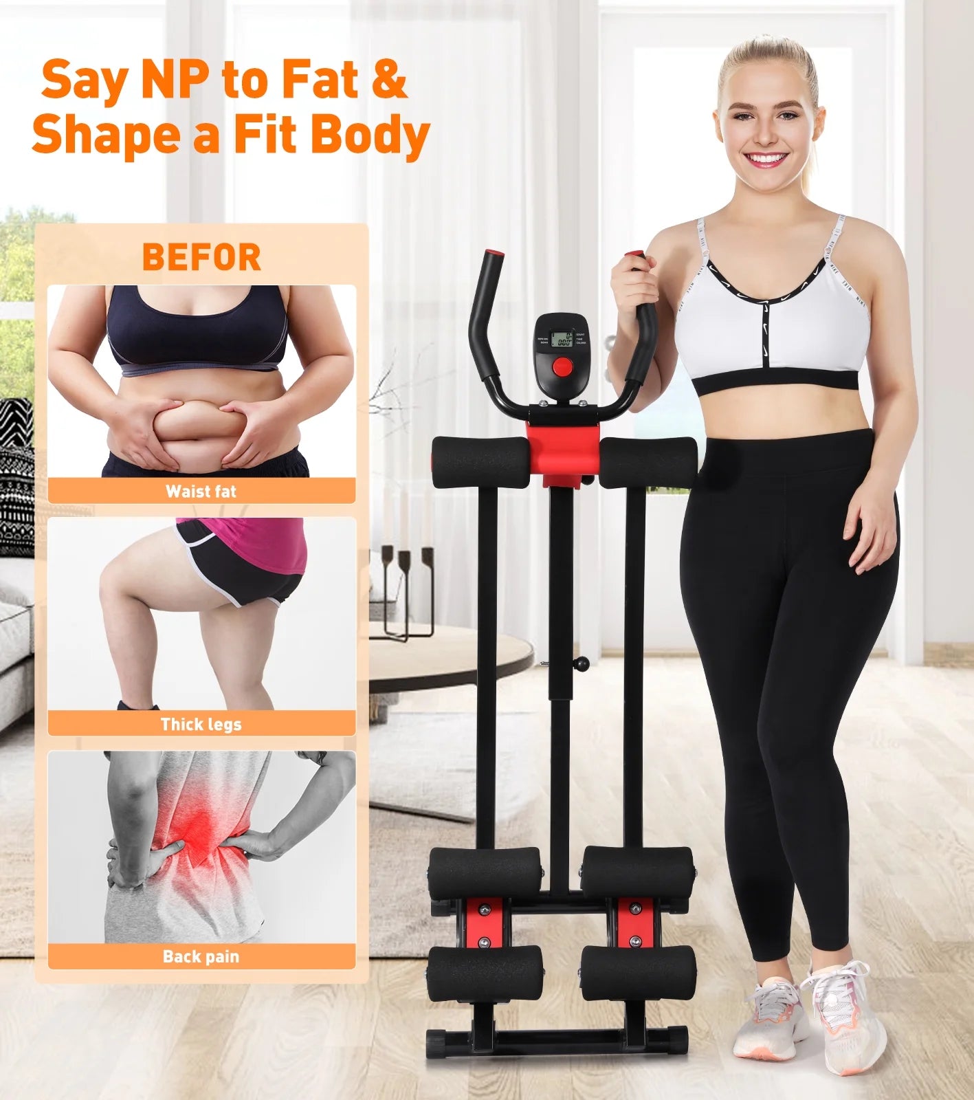Premium Adjustable Ab Machine for Home Gym - 4 Resistance Levels, Height Adjustable, Foldable Design, 440Lbs Capacity