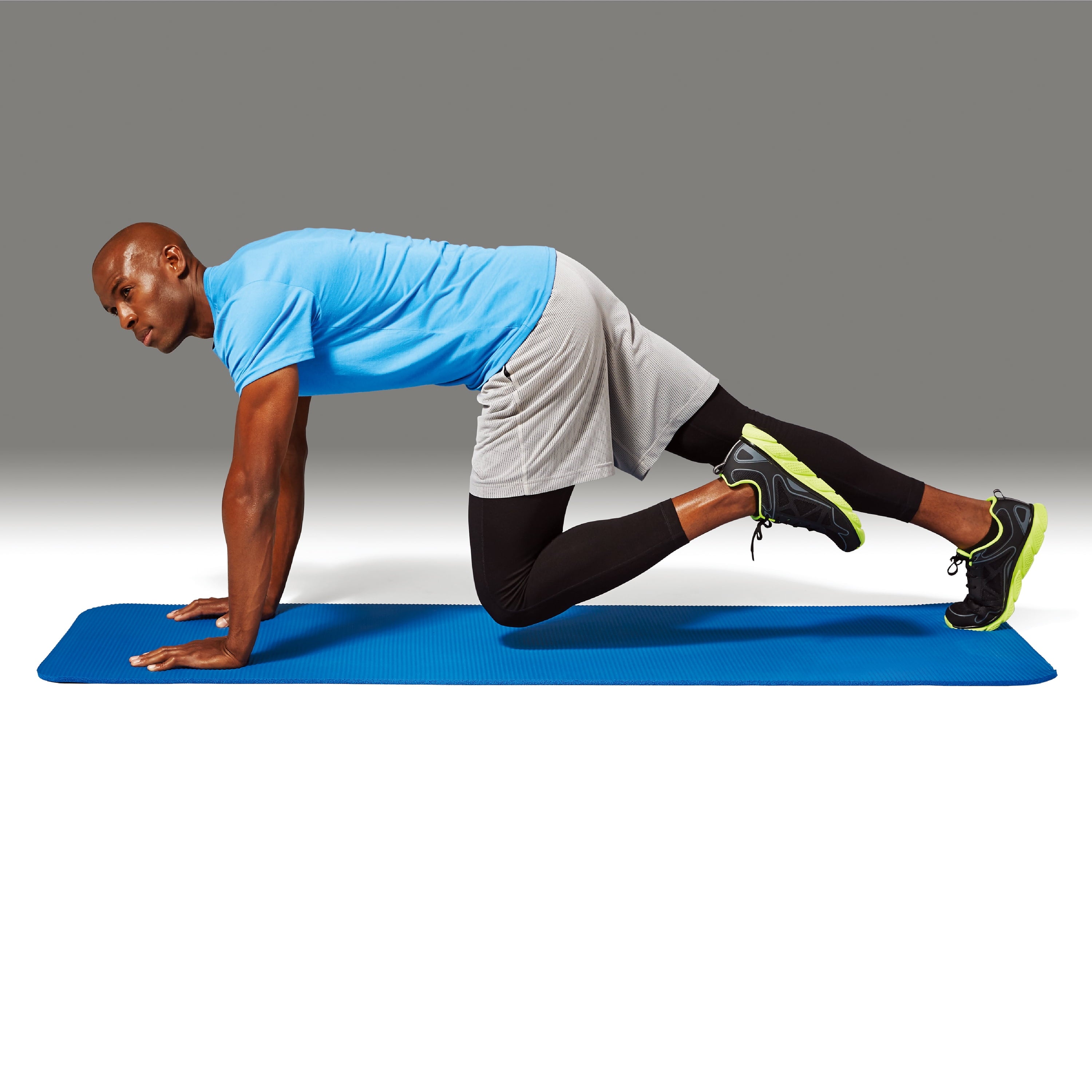 Two Tone 10mm NBR Foam Fitness Mat - 72"x24" with Carry Strap - Blue