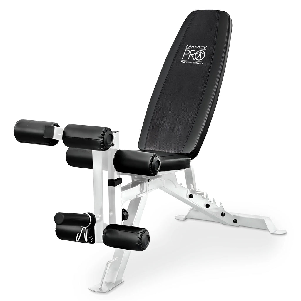 Versatile Foldable Weight Bench with Adjustable Leg Extension - Sleek White/Black Design