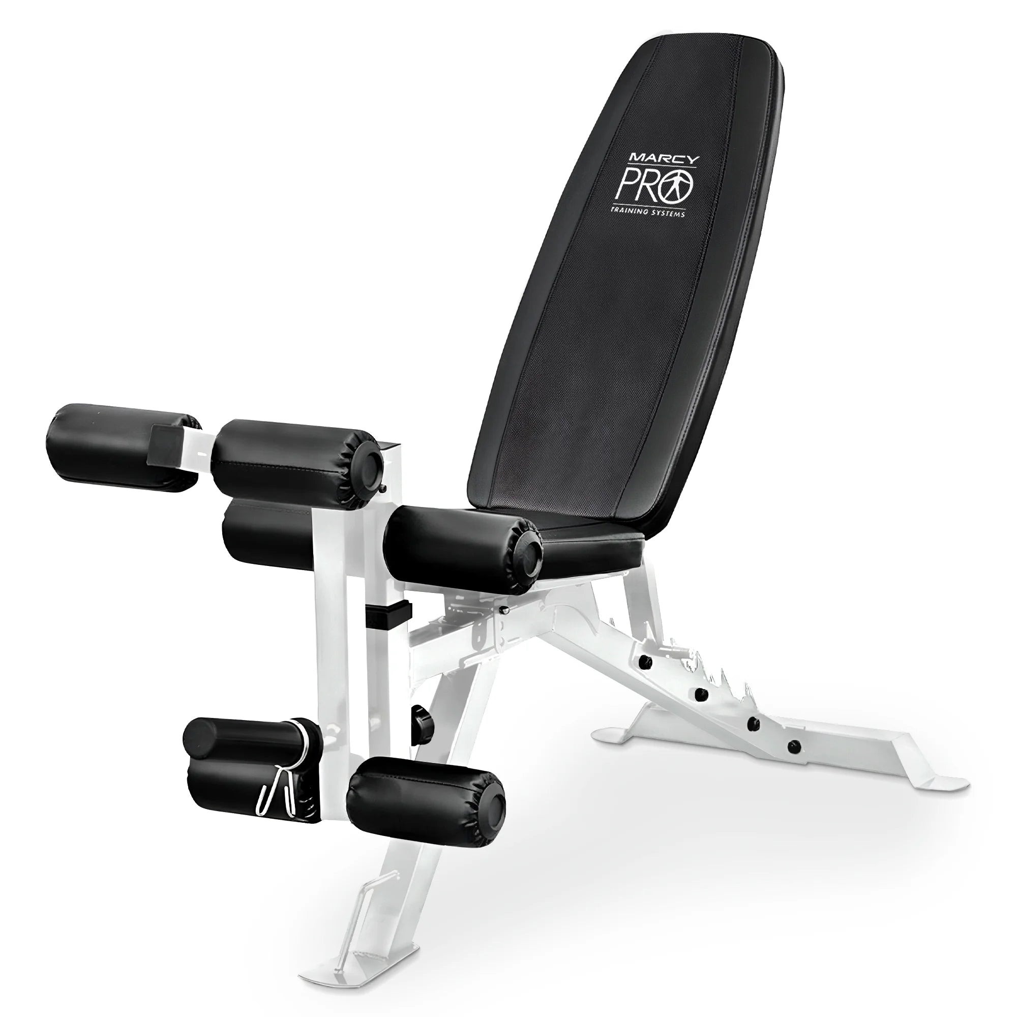 Versatile Foldable Weight Bench with Adjustable Leg Extension - Sleek White/Black Design