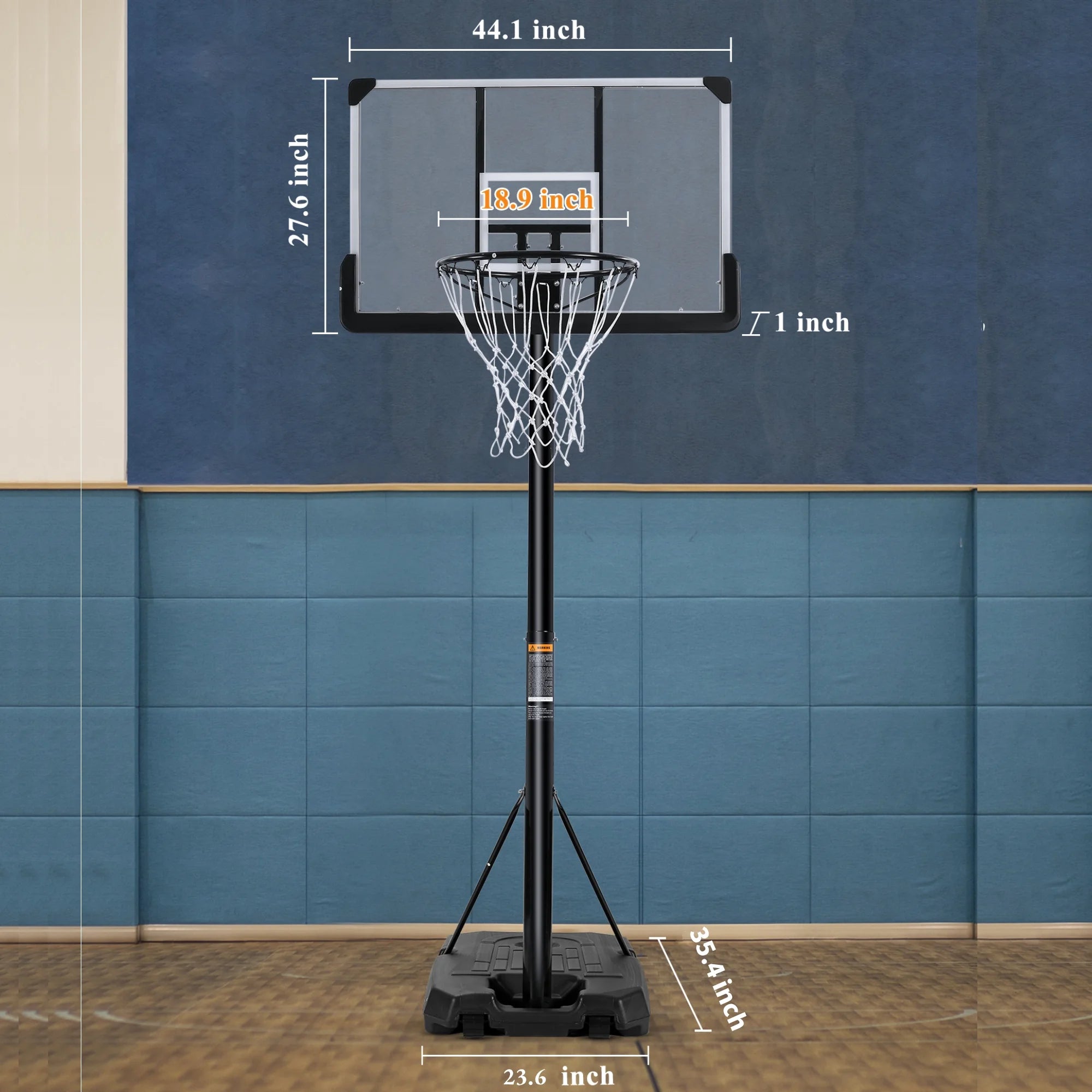 Adjustable 44" Portable Basketball Hoop - Perfect for Indoor & Outdoor Family Fun! Large Backboard & Stable Base for All Ages