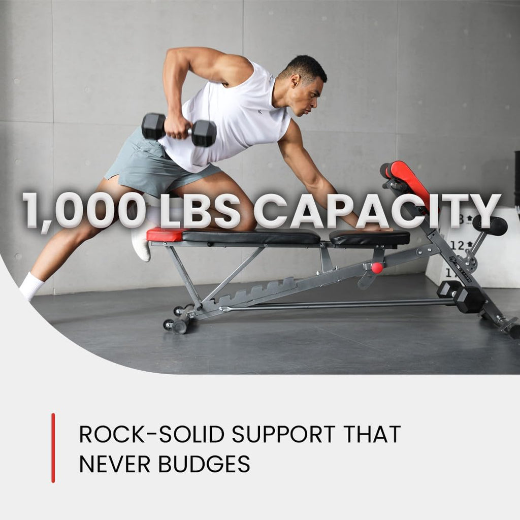 Ultimate All-in-One Multi-Functional FID Weight Bench for Complete Body Workout – Hyper Back Extension, Roman Chair, Adjustable Ab Sit-Up, Incline/Decline, and Flat Bench