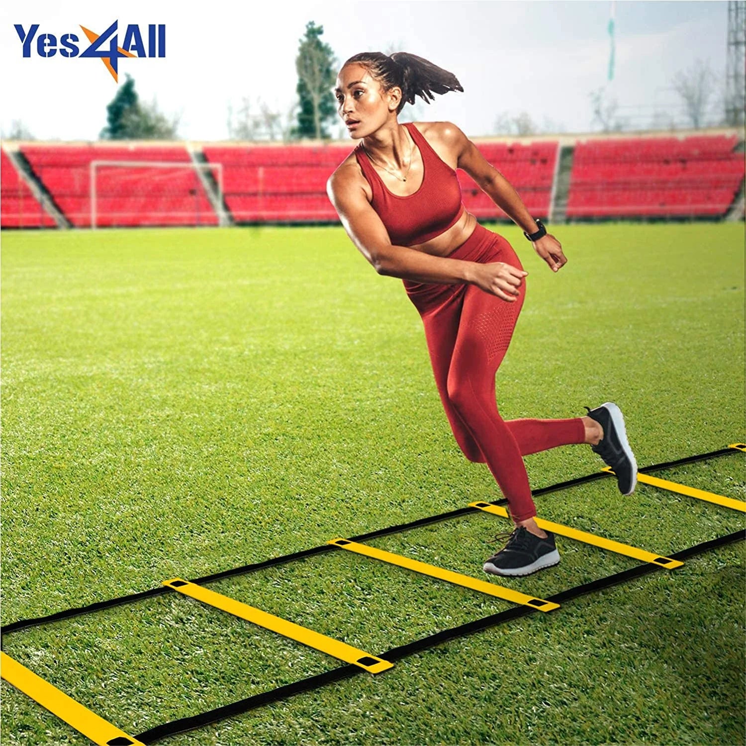Enhance Your Performance with the 8-Rung Speed and Agility Training Ladder - Portable with Carry Bag (Yellow)