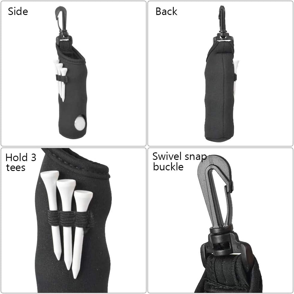 Lightweight 2 Pack Golf Ball Carry Bag & Tee Holder - Portable Storage for 3 Golf Balls & 3 Tees