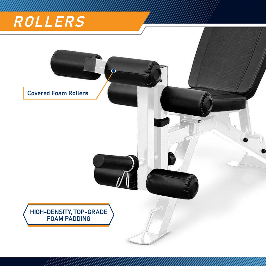 Versatile Foldable Weight Bench with Adjustable Leg Extension - Sleek White/Black Design