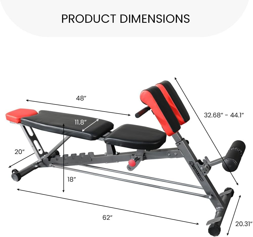 Ultimate All-in-One Multi-Functional FID Weight Bench for Complete Body Workout – Hyper Back Extension, Roman Chair, Adjustable Ab Sit-Up, Incline/Decline, and Flat Bench