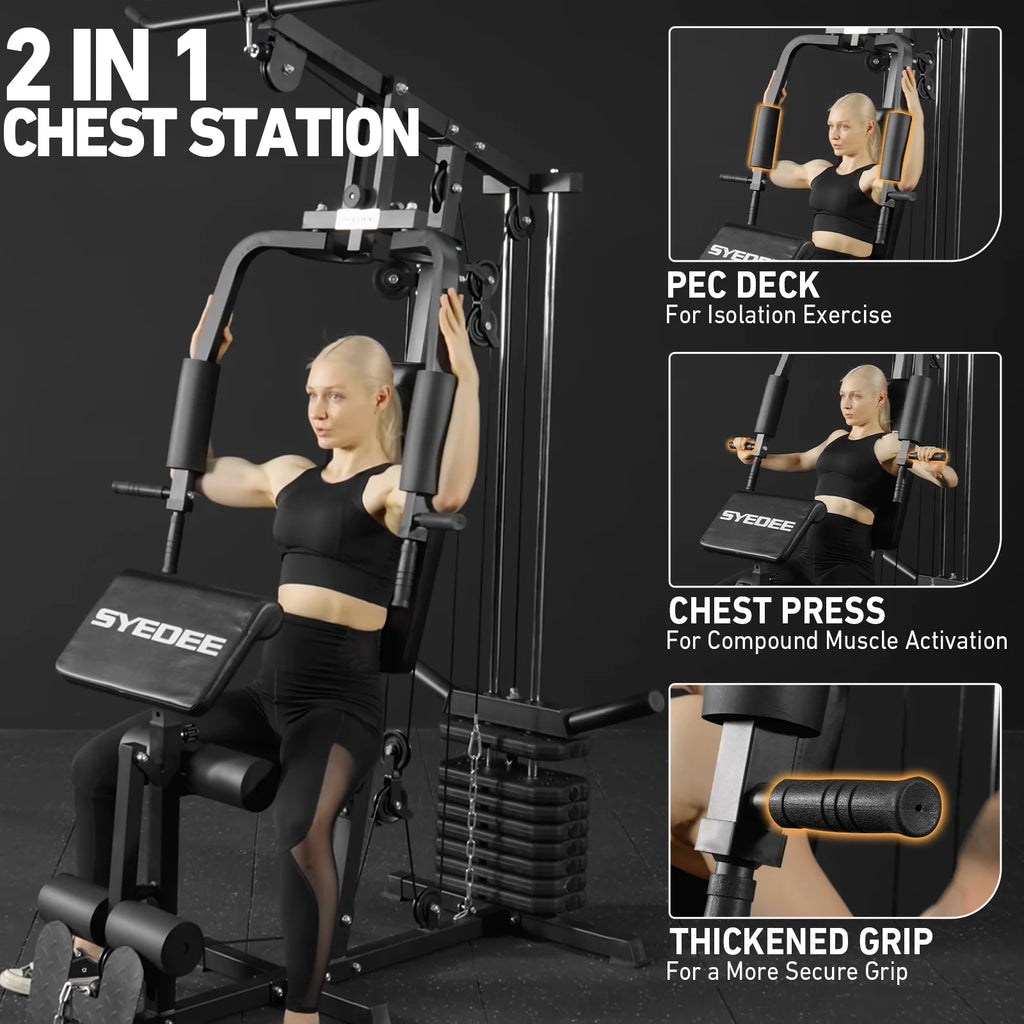 Maximize Your Workout: All-in-One Home Gym System with 105LBS Weight Stack for Total Body Strength Training