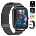 Stylish IP67 Waterproof Smart Watch for Men and Women with Black Steel Belt - Make and Answer Calls Effortlessly