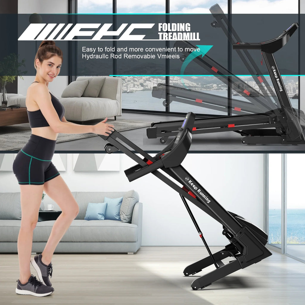 Heavy-Duty 400lb Capacity 3.5HP Foldable Treadmill with 15% Auto Incline, Bluetooth & App - 18" Wide Belt for Home Fitness