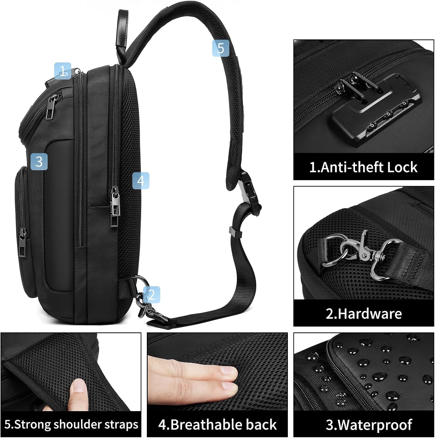 Umydeal Gray Sling Backpack - Stylish Crossbody Rucksack for Men, Perfect for Casual Outings