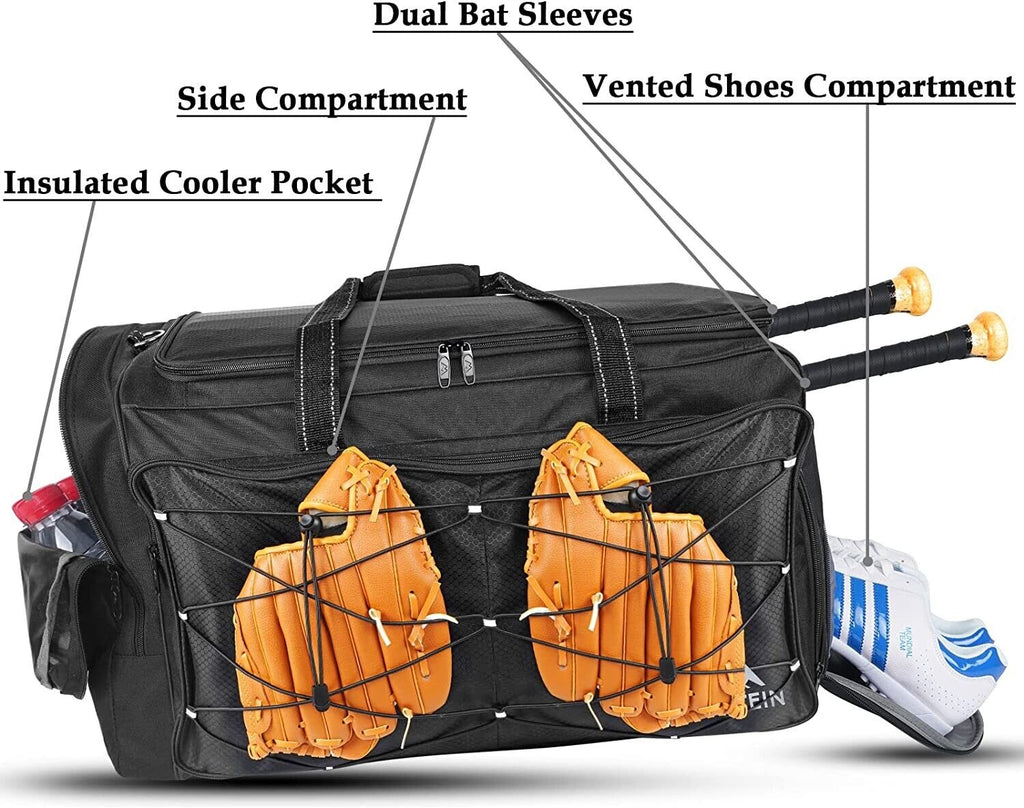 Extra Large Baseball Softball Catcher's Gear Duffle Bag with Vented Shoe Compartment