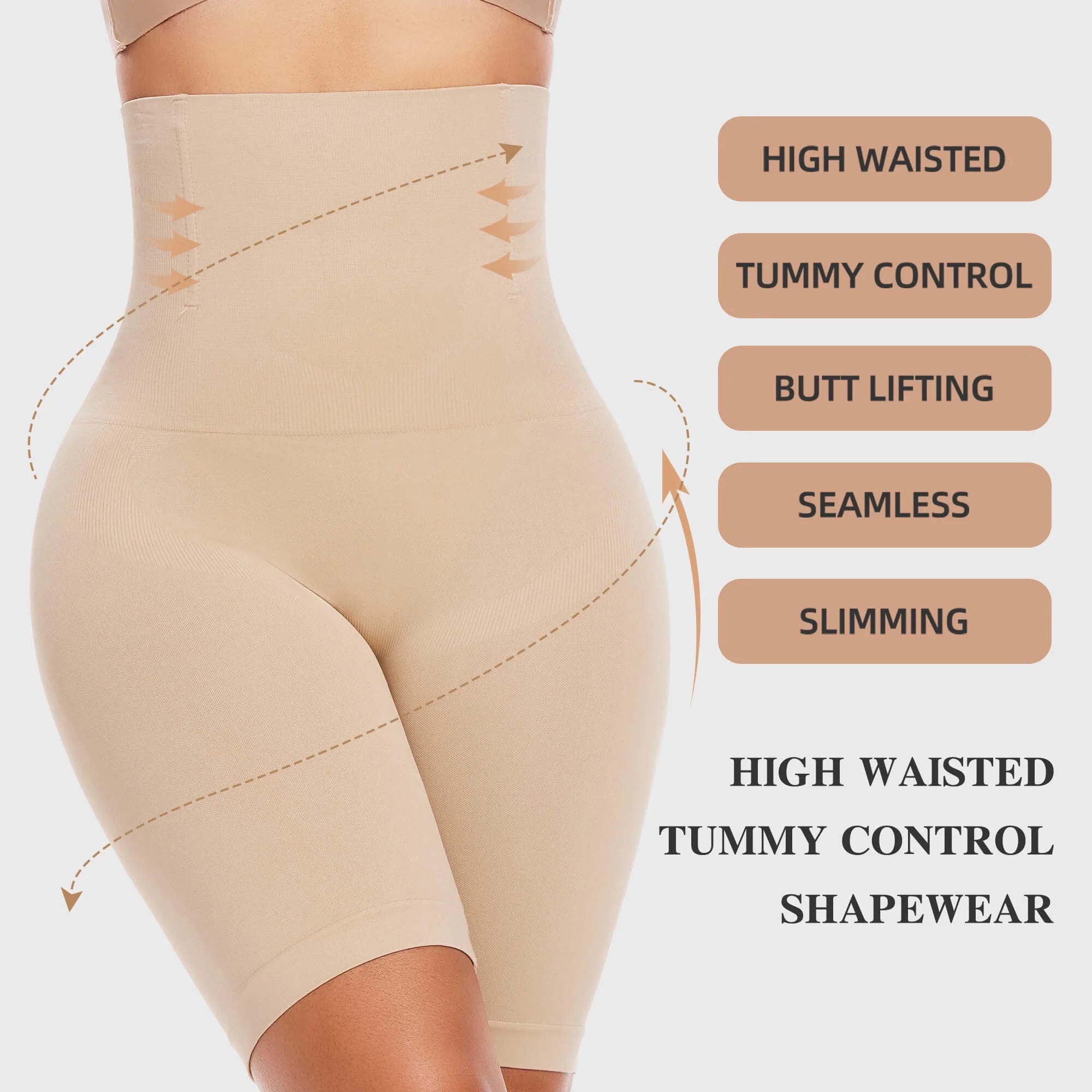 High-Waisted Tummy Control Shapewear Shorts - 2 Pack Body Shaper for Ultimate Thigh Slimming!