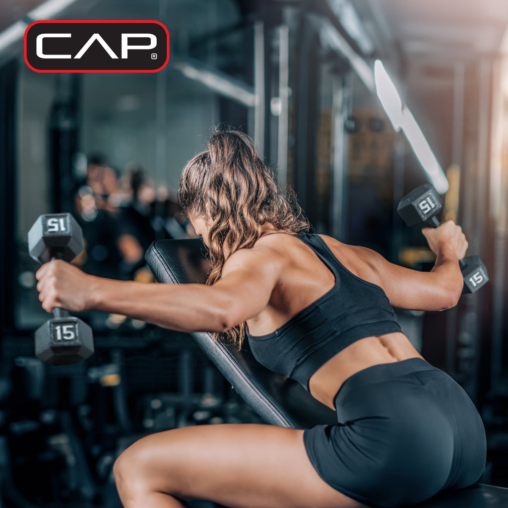 Ultimate 100 lb Cast Iron Hex Dumbbell Weight Set with Convenient Rack - Black Finish