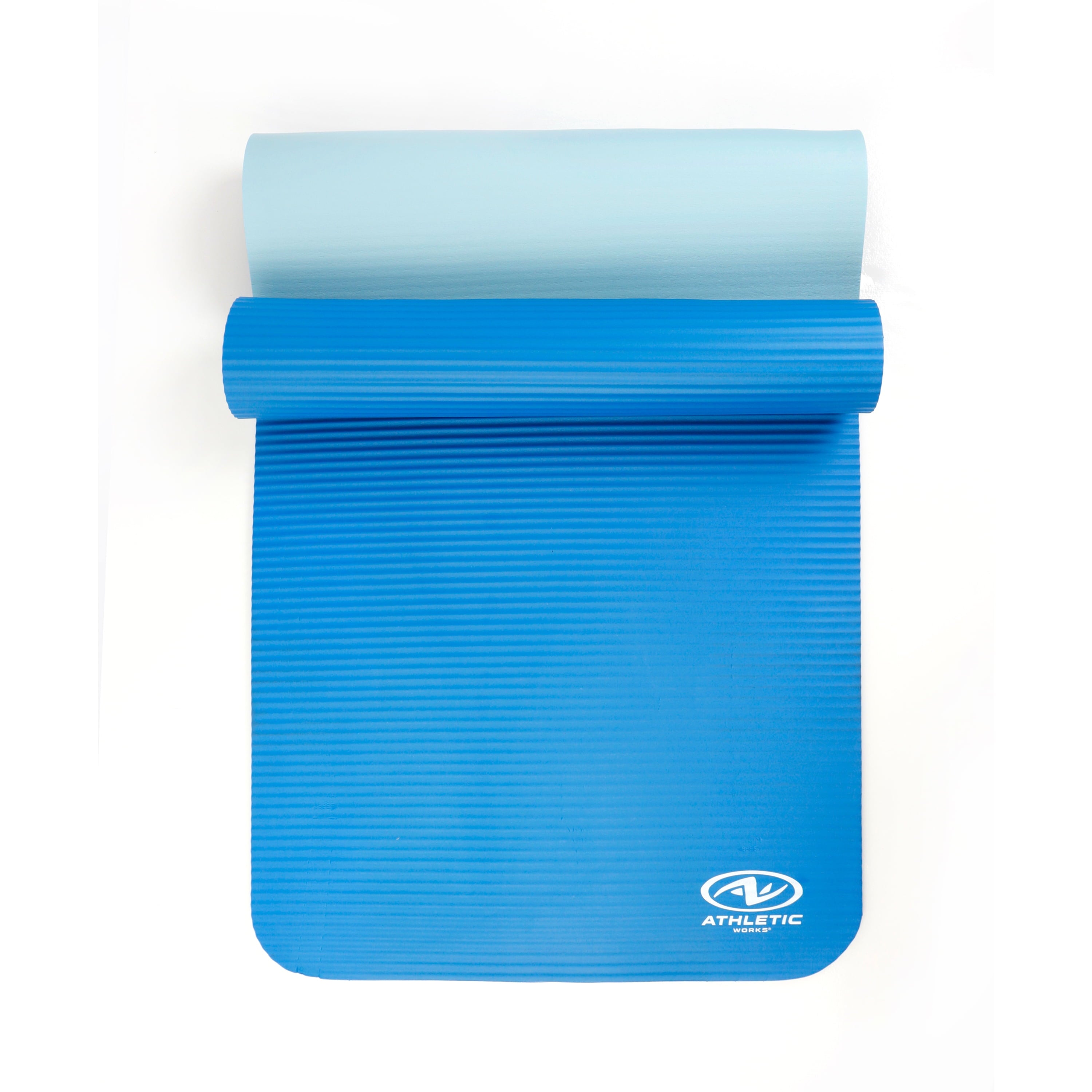 Two Tone 10mm NBR Foam Fitness Mat - 72"x24" with Carry Strap - Blue