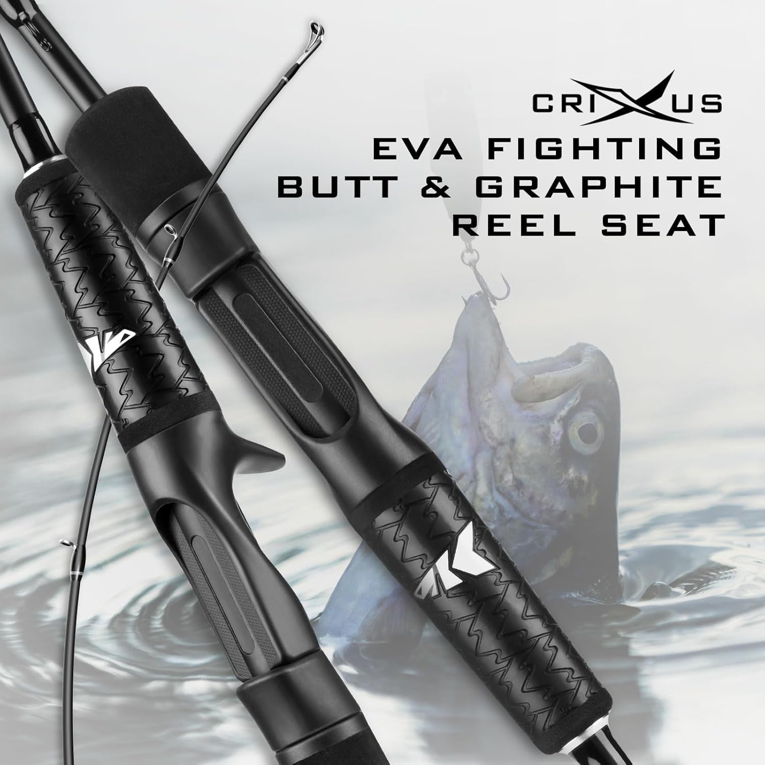Crixus IM6 Graphite Fishing Rods - Premium Spinning & Casting Rods with Zirconium Oxide Guides & Comfortable Superpolymer Handle