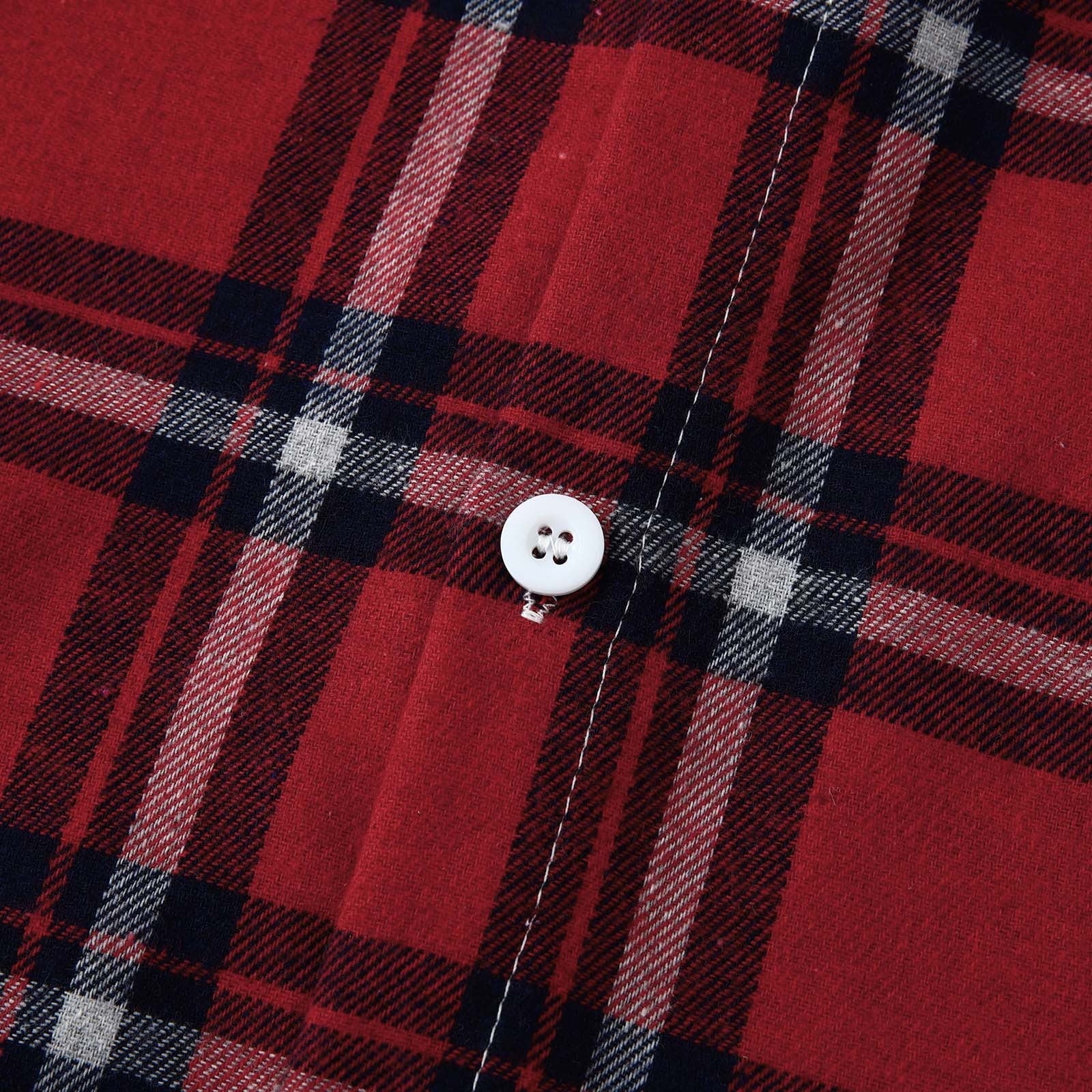 Men's Lightweight Hooded Plaid Flannel Jacket - Casual Button Down Shirt for Fall & Winter - Red Size L