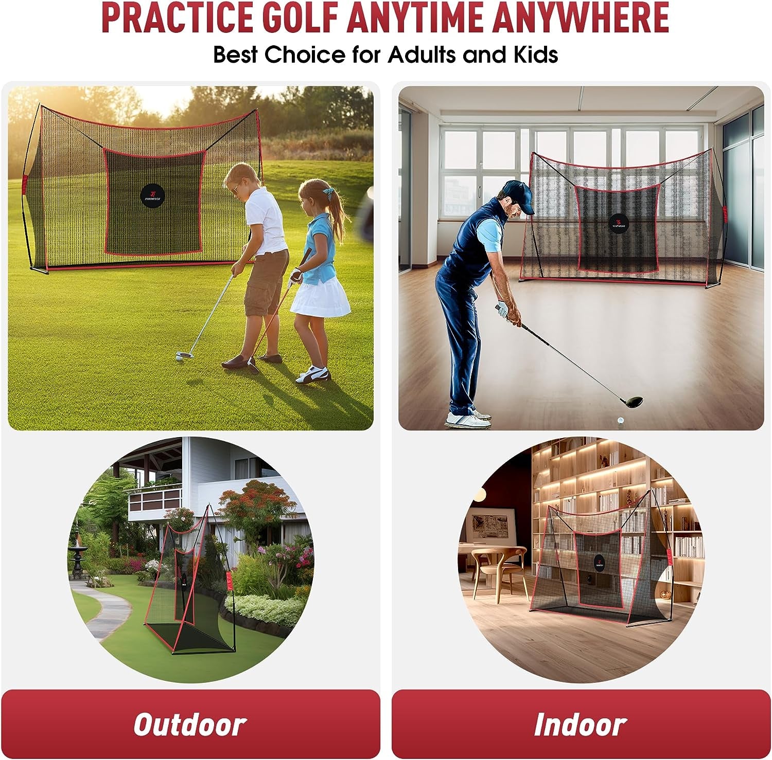 Ultimate Heavy Duty Golf Practice Net with Chipping Target - Perfect for Indoor & Outdoor Use, Includes Carry Bag & Golf Balls