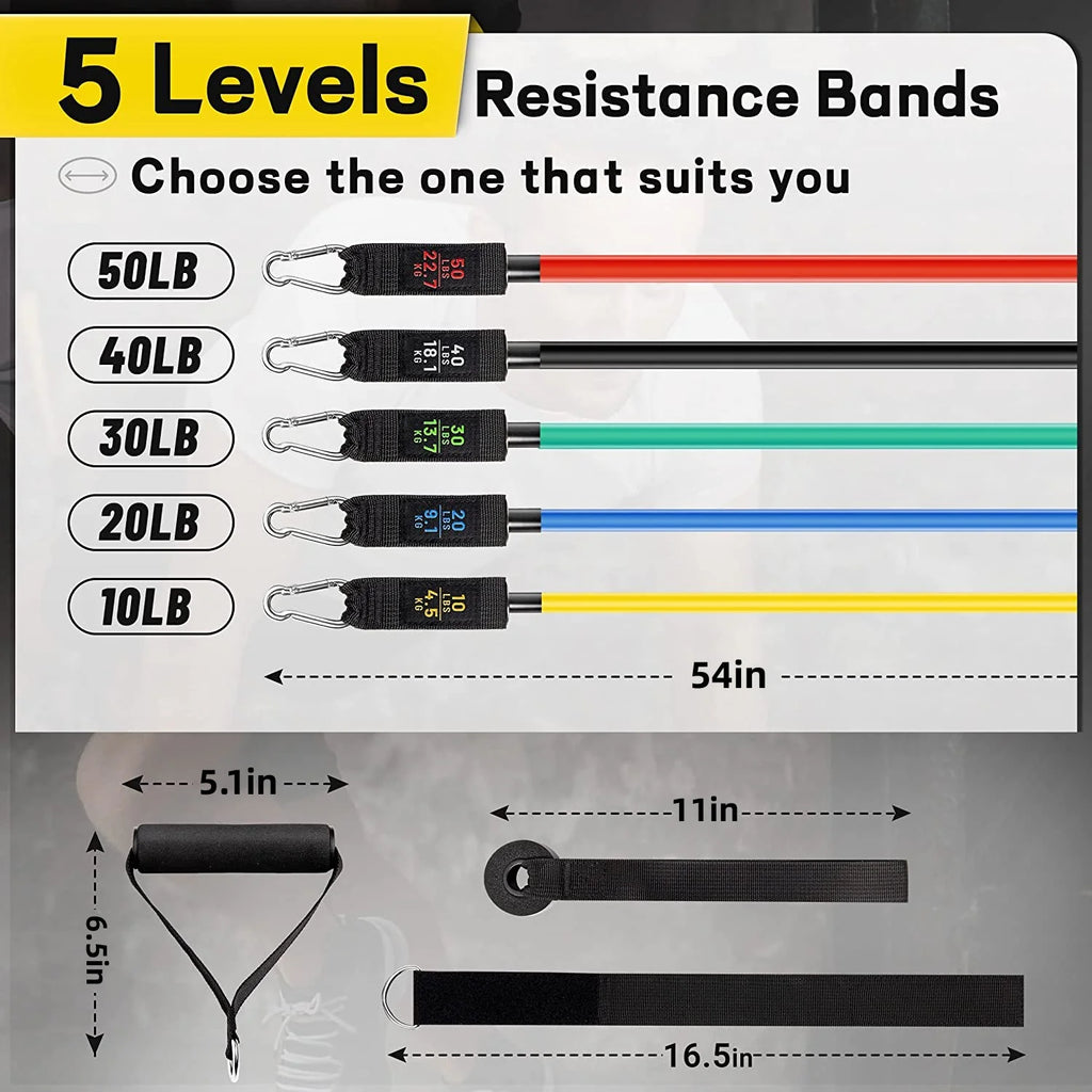 Ultimate 150Lbs Resistance Bands Set - Versatile Exercise Bands with Handles for Home Strength Training for Men and Women!