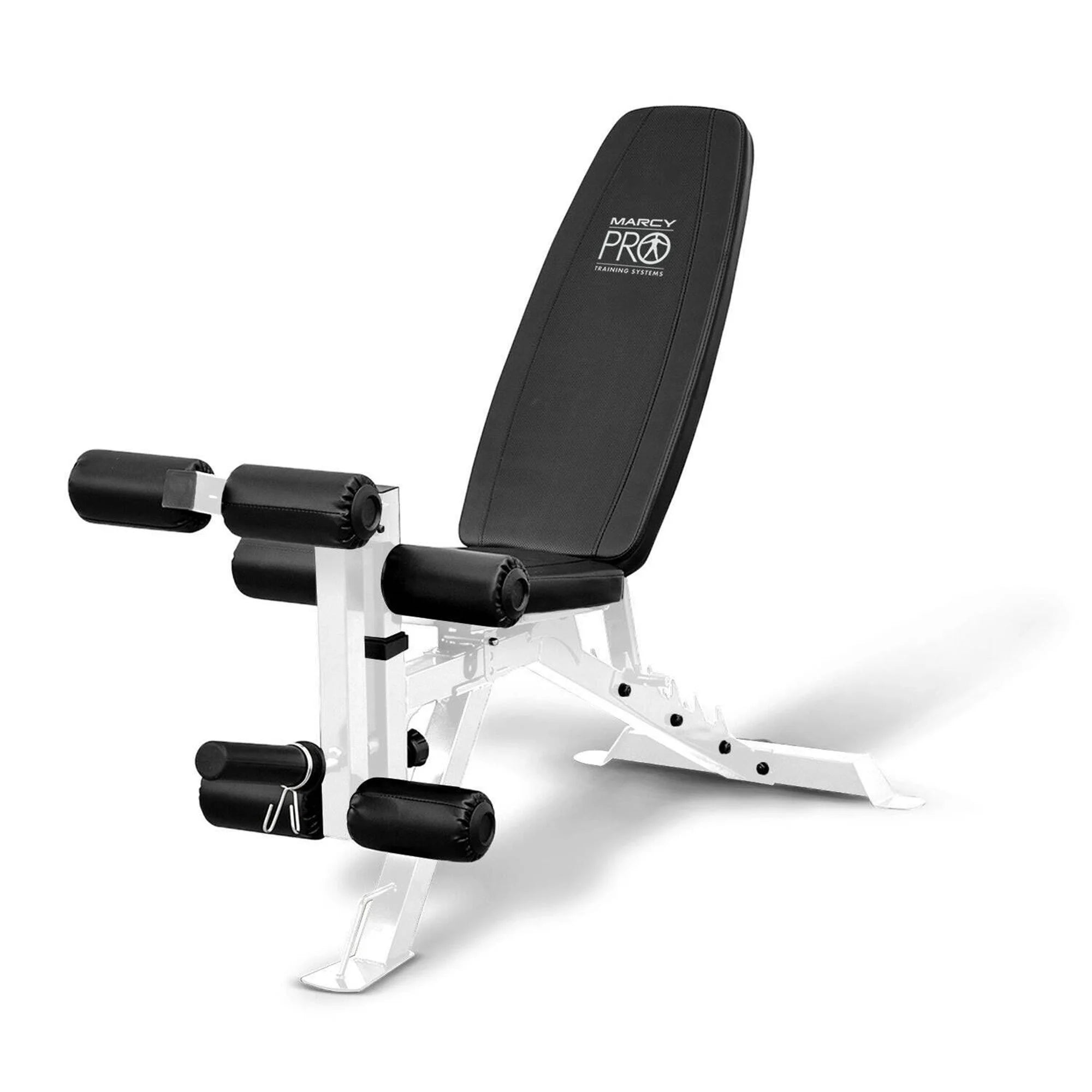 Versatile Foldable Weight Bench with Adjustable Leg Extension - Sleek White/Black Design