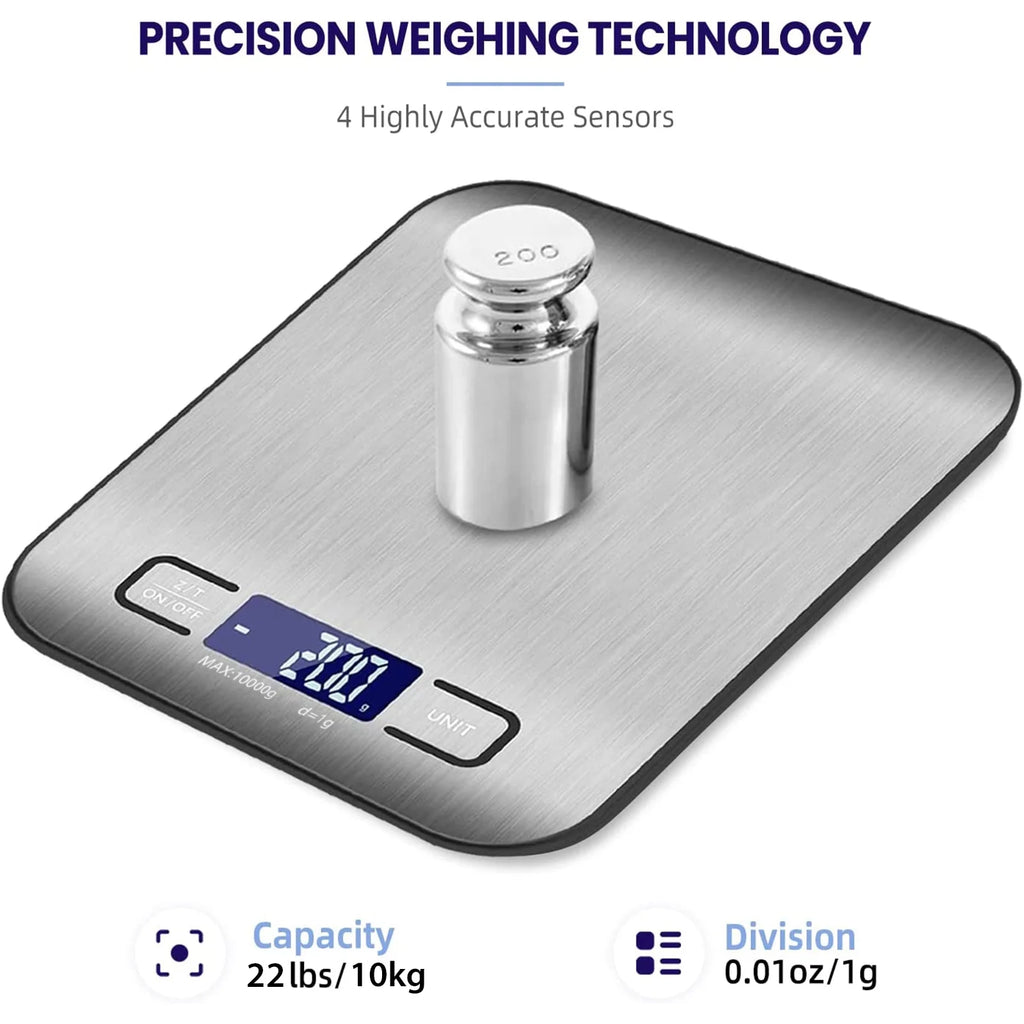 Precision Digital Food Scale - 22Lb Capacity for Grams and Ounces, Perfect for Weight Loss, Baking, Cooking, Keto & Meal Prep with Clear LCD Display