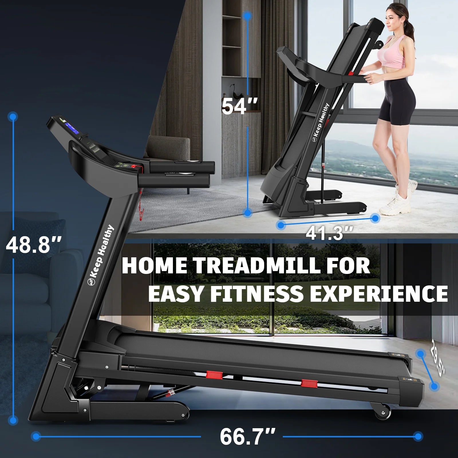 Heavy-Duty 400lb Capacity 3.5HP Foldable Treadmill with 15% Auto Incline, Bluetooth & App - 18" Wide Belt for Home Fitness